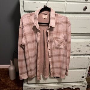 Thread & Supply Beige Plaid Shirt. Womens size medium, very soft.